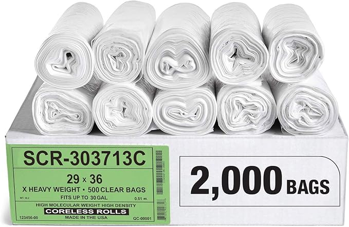 Aluf Plastics 20-30 Gallon Trash Bags Source Reduction Series Value High Density 13 Micron Gauge - Intended for Home, Office, Bathroom, Paper, Styrofoam (Pack of 2000)