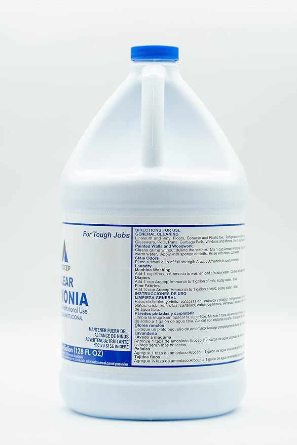 CPDI Clear Ammonia Cleaner Liquid, 1 Gallon, Multipurpose, Multi-Surface Cleaning Solution Removes Grease, Hard Water Stains, and Odors, Kitchen and Bathroom Use