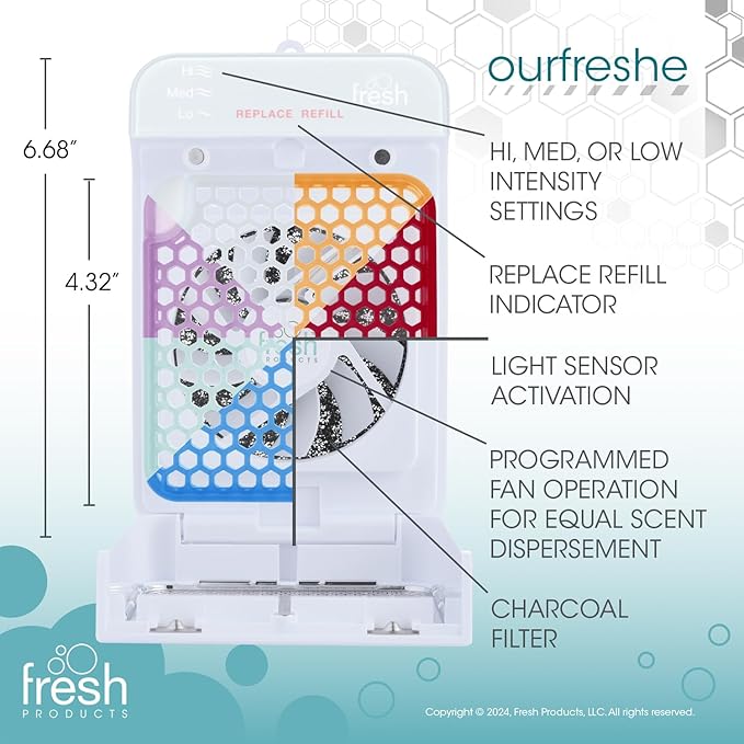 Fresh Products ourfreshe Plug In Air Freshener 30 Day Refills Replace Messy Aerosols with Dry Fragrance For Use in Medium Sized Spaces Variety Scent 6 Pack