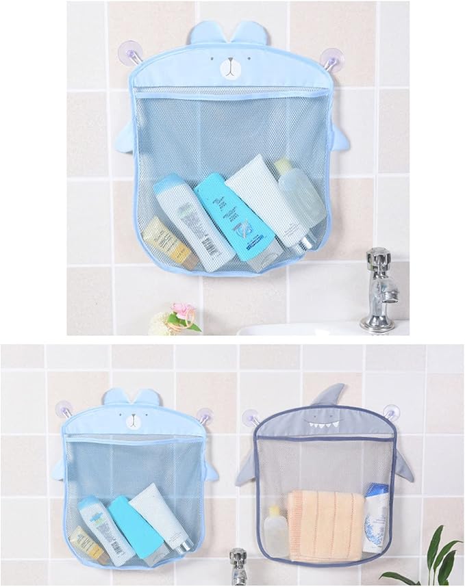 Child Bath Toy Storage Bag Net Suction Baskets Kids Bathroom Mesh Bag + 2 Suction Cups Bathtub Toy Holder