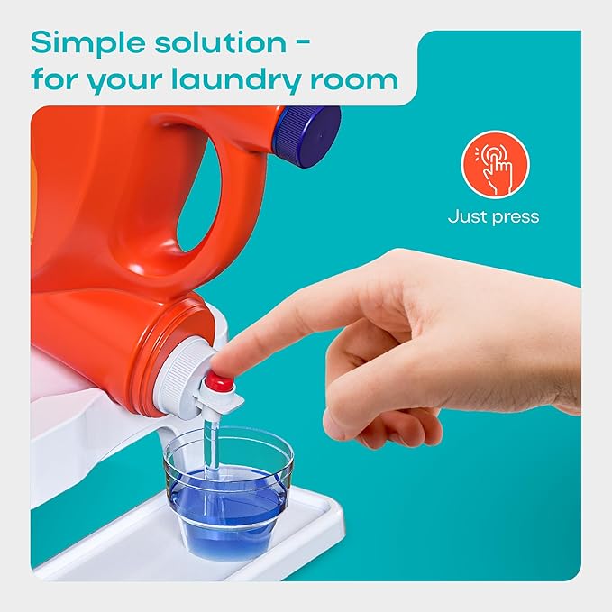 Skywin TidyFriend Detergent Holder Shelf for Laundry Room - Holds 2 Liquid Soap Dispenser, Laundry Soap Station Organizer, Detergent Stand with Drip Catcher Drip Tray Storage Organization (White)
