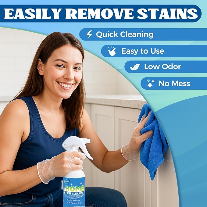 Mold Stain Cleaner Spray, Wall Cleaner Spray, All Purpose Cleaning Spray for Home Surfaces, Bathrooms, Kitchens, Showers, Basements & Outdoor Areas, Multipurpose Remover for Dirt, Dust, Oil