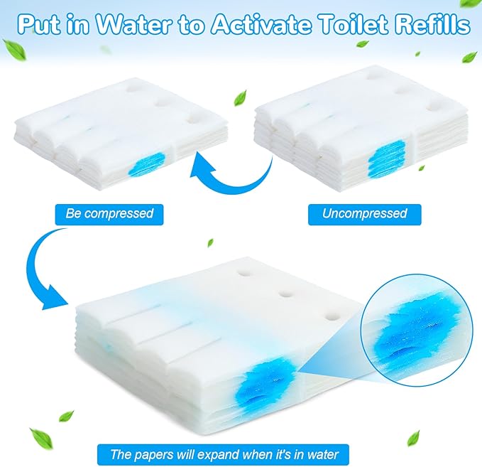 Effacera 48 Count Flushable Toilet Refills, Disposable Toilet Bowl Paper Bulk, Fresh Flushable Toilet Brush Refill Pads for Toilet and Bathroom, Toilet Brush Accessories (No Handle)