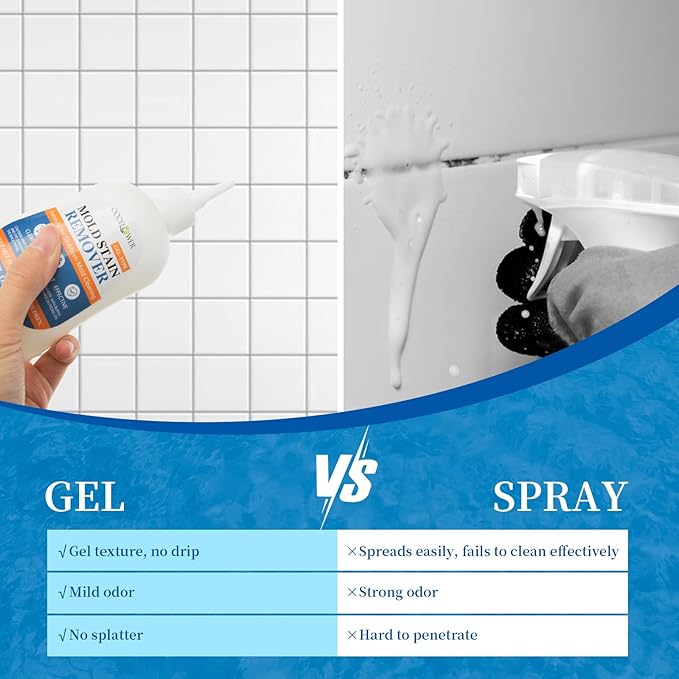Stain Remover Gel Cleaner, Heavy Duty Household Cleaner for Front Loader Washing Machine Seal, Bathroom Tile, Grout, Shower & Caulk - 7.4 Fl Oz