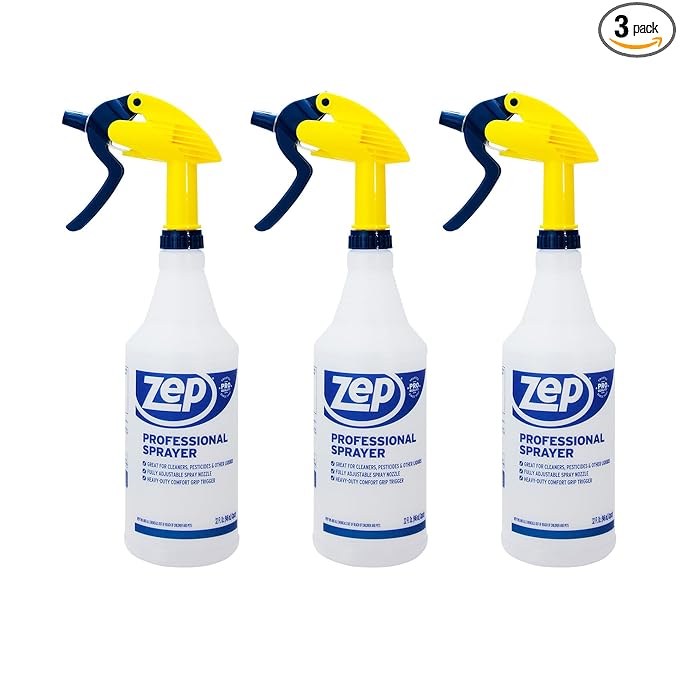 ZEP Professional Sprayer Bottle - 32 oz (Pack of 3) - HDPRO1 - Versatile Adjustable Nozzle Spray Bottles with a Fine Mist or Powerful Spray, Refillable for Diluted Concentrate
