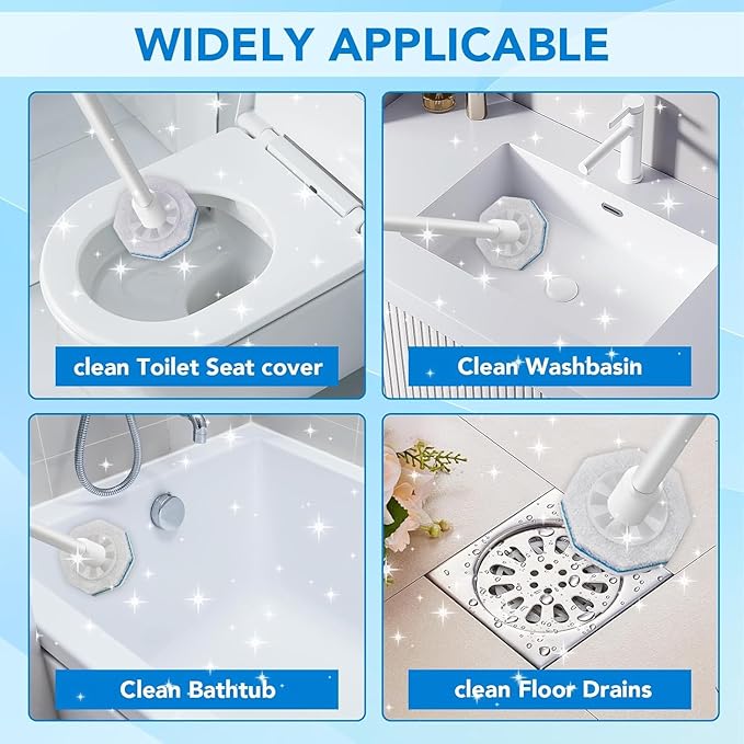 60 Count Toilet Wand Refills for Clorox,4X Cleaning Power Toilet Bowl Cleaner Refill Pads,Disposable Toilet Brush Scrubber Refills for Bathroom Cleaning,No Falling Apart