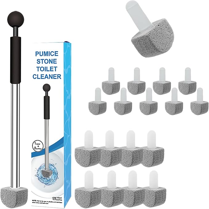YINGMORE Pumice Stone Toilet Bowl Cleaner with 1Toilet Handle and 7 Cleaning Stone+Extra 10Pack Refills