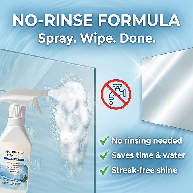 Scale Remover Bathroom Cleaner Foam Spray, Powerful Scale Remover, Bathroom and Shower Foamer Aerosol, Suitable for Tiles, Glass, Stainless, Steel, Acrylicand Natural Stone (1)