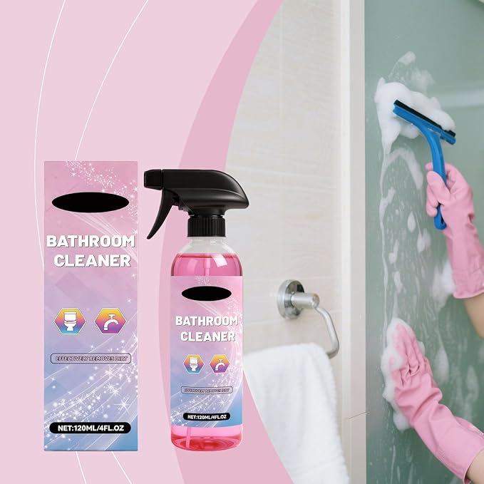 Bathroom Cleaner Pink Foam Spray, Powerful Limescale & Urine Stain Remover, No-Rinse Descaler for Showers, Bathtubs, Sinks, Tiles & Glass Surfaces (1Pcs)