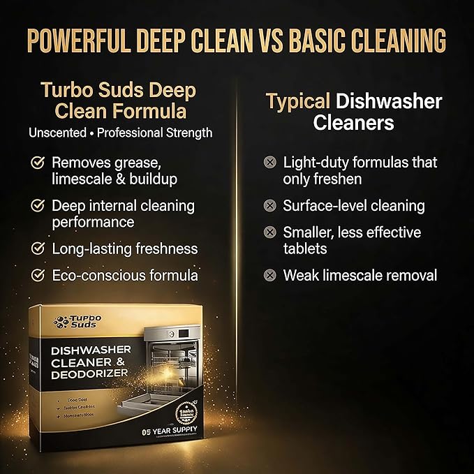 Dishwasher Cleaner and Deodorizer XL Tablets – Heavy-Duty Descaler & Odor Remover for Hard Water, Removes Spots & Residue, Enhance Drying & Shine, 12 Pack (1 Year Supply)