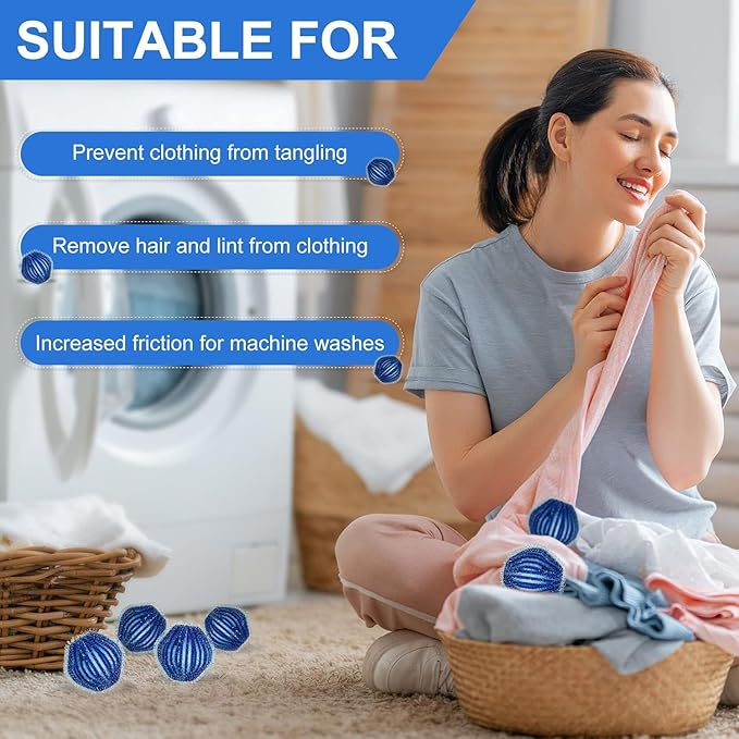 Pet Hair Remover for Laundry, 12Pcs Reusable Lint Remover Balls for Dog Cat Fur, Effectively Removes Pet Hair from Bedding and Clothes
