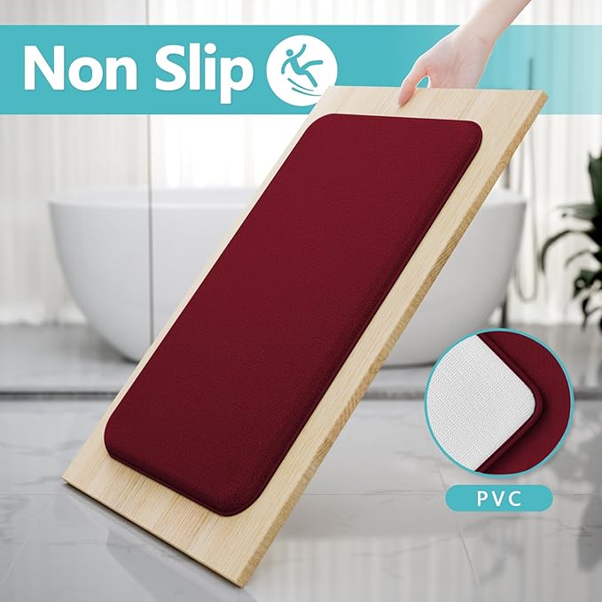RUN HELIX Bathroom Rugs Sets 3 Piece, Soft Absorbent Memory Foam Bath Mats Set, Dry Fast Bath Mat, Machine Washable Bath Rug Set for Bathroom （Maroon）