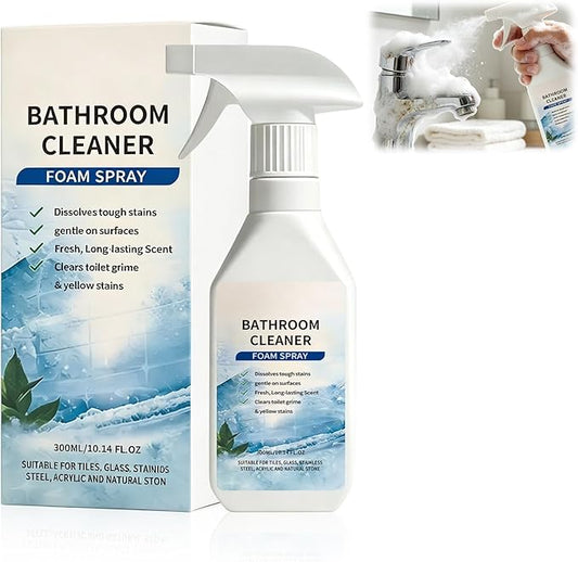 Berthg Scale Remover Bathroom Cleaner Foam Spray, 300 ml/10.14FLoz, suitable for tile, glass, stainless steel, acrylic and natural stone sinks, etc