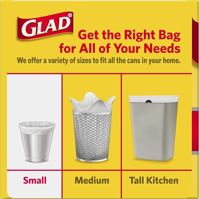 Glad Trash Bags, Small Garbage Bags - 4 Gallon White Trash Bag - 30 Count