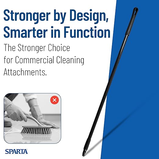 SPARTA 41225EC03 Fiberglass Broom Handle, Mop Handle, Replacement Handle With Acme Threaded Tip For Commercial Cleaning, 48 Inches, Black, (Pack of 12)