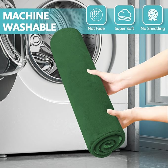 RUN HELIX Bathroom Rugs Sets 3 Piece, Soft Absorbent Memory Foam Bath Mats Set, Dry Fast Bath Mat, Machine Washable Bath Rug Set for Bathroom （Forest Green）