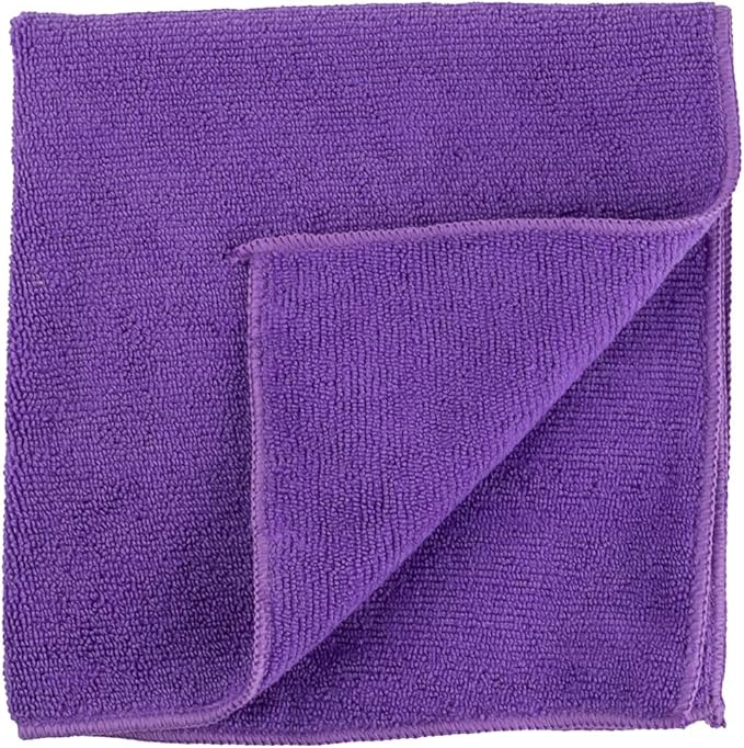 Restaurantware Clean Tek Professional 16 x 16 Inch Cleaning Cloths 100 Lint Free Microfiber Towels - Highly Absorbent Non Abrasive Purple Microfiber Cleaning Rags Reusable For All Purpose Use