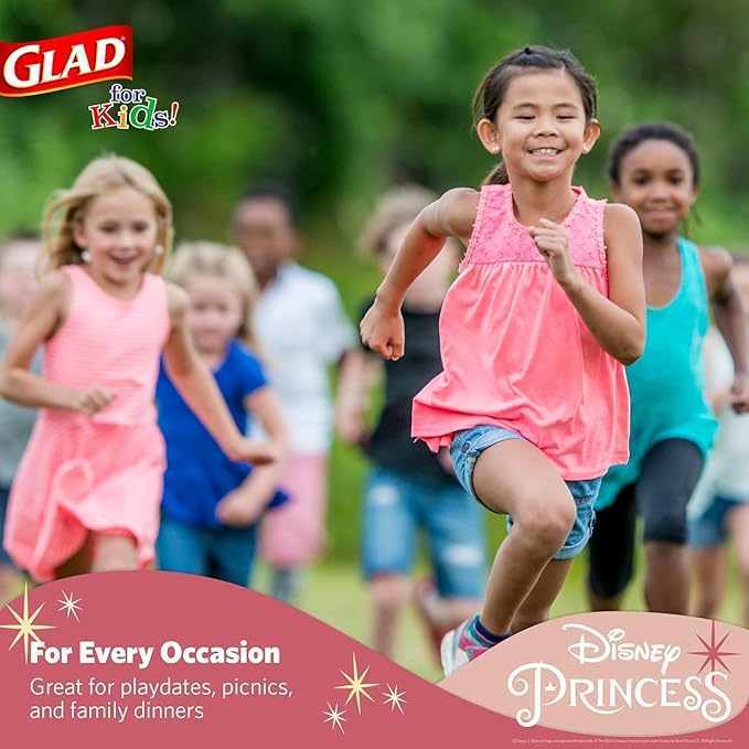 Glad for Kids Disney Princess Disposable Paper Plates, Magic is in All of Us - Heavy Duty, Soak Proof, Microwavable, Kid-Friendly Snack Plates for Everyday Use, 8.5 Inch, 24 Count - 10 Pack
