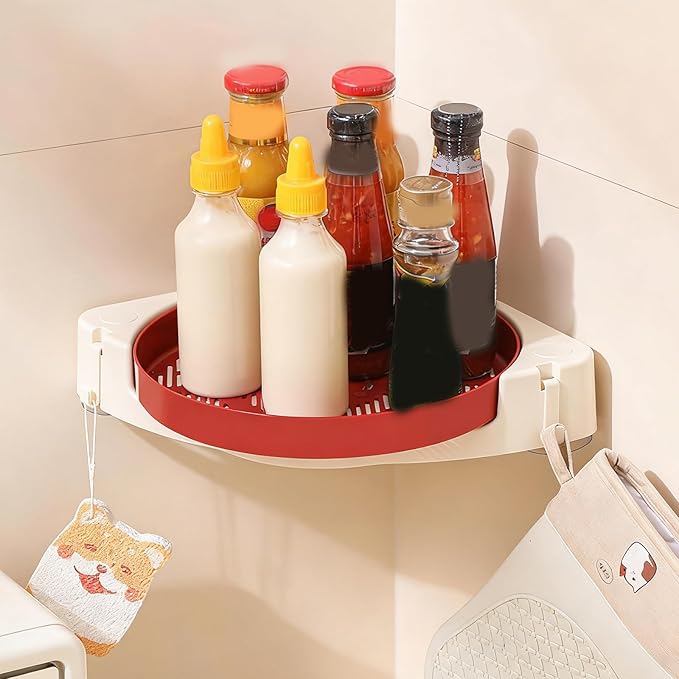 Rotating Wall Shelf with Drainage Systems Easy Installation Multiple Room Storage Organizers Sturdy Construction Drillless Rotating Shelf