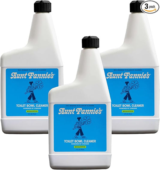 Aunt Fannie's Toilet Bowl Cleaner, Bleach-Free Cleaner Powered by Vinegar, Freshens and Removes Stains, Eucalyptus Scent, 24 fl oz, Pack of 3