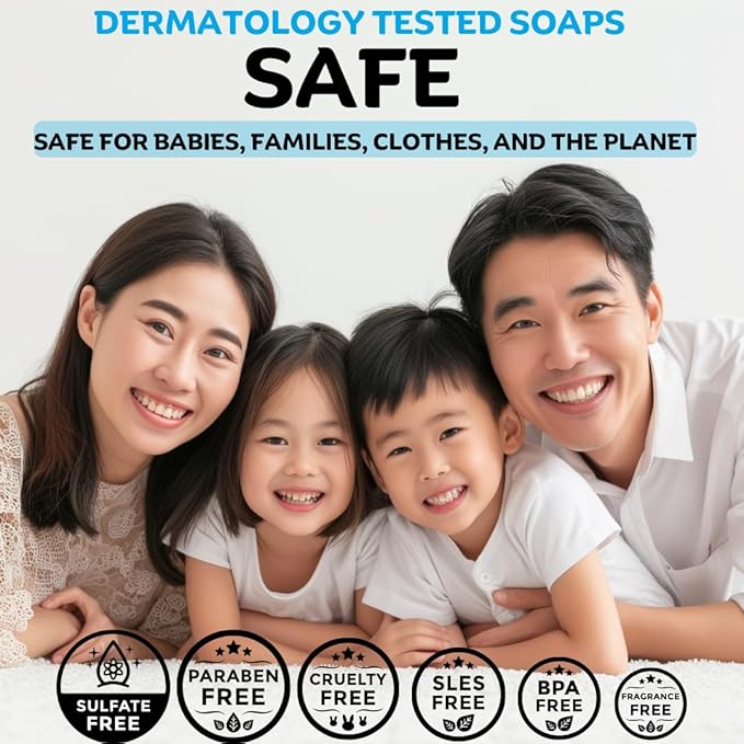 Hypoallergenic Laundry Soap Bar with Green Tea for Sensitive Skin - 2Pcs