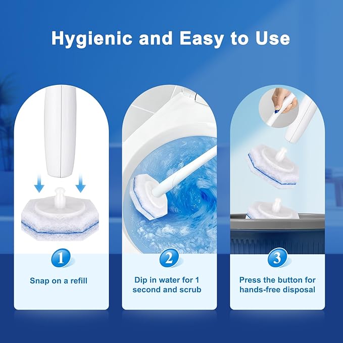 30pcs Toilet Cleaner Refill Pads for Clorox Wand, Upgrade 3-Layer Toilet Scrubber Refills, Premium toilet of wand refills, Won't Fall Apart, Safe On Porcelain