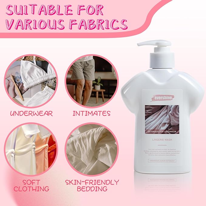 Lingerie Detergent - Double Concentrated, Lady Scented, Delicate Underwear Cleaning Liquid - 10.14 Fl Oz (1 Rose&vanilla)