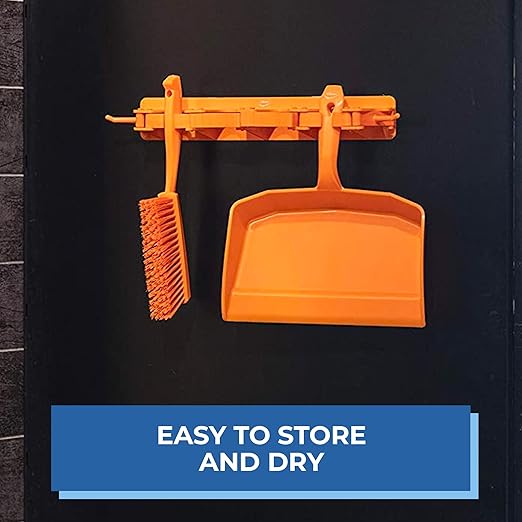 Vikan 45897 Bench Cleaning Brush, Polypropylene/Polyester Medium Bristle Dustpan Brush & Sweeper, 14 Inch, Orange