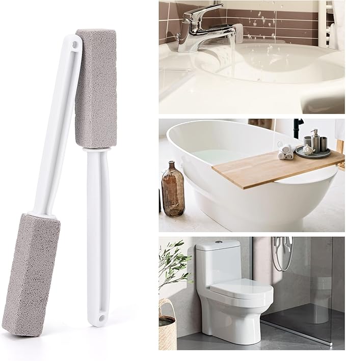LoveBB 4 Pack Pumice Stone for Toilet, Extra Long Handle Pumice Stone Toilet Bowl Cleaner for Cleaning Bathtubs Sinks Pools Hard Water Stains