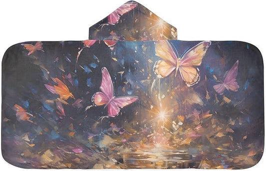 Hooded Towel for Kids Fantasy Butterflies Beach Wrap Bath Towels 50x23.5in