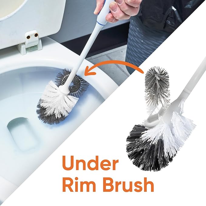 Superio Sink & Toilet Plunger with Toilet Bowl Brush and Holder Set - Dual-Purpose Drain Plunger with Mold-Resistant Rubber Head & Ergonomic Grip