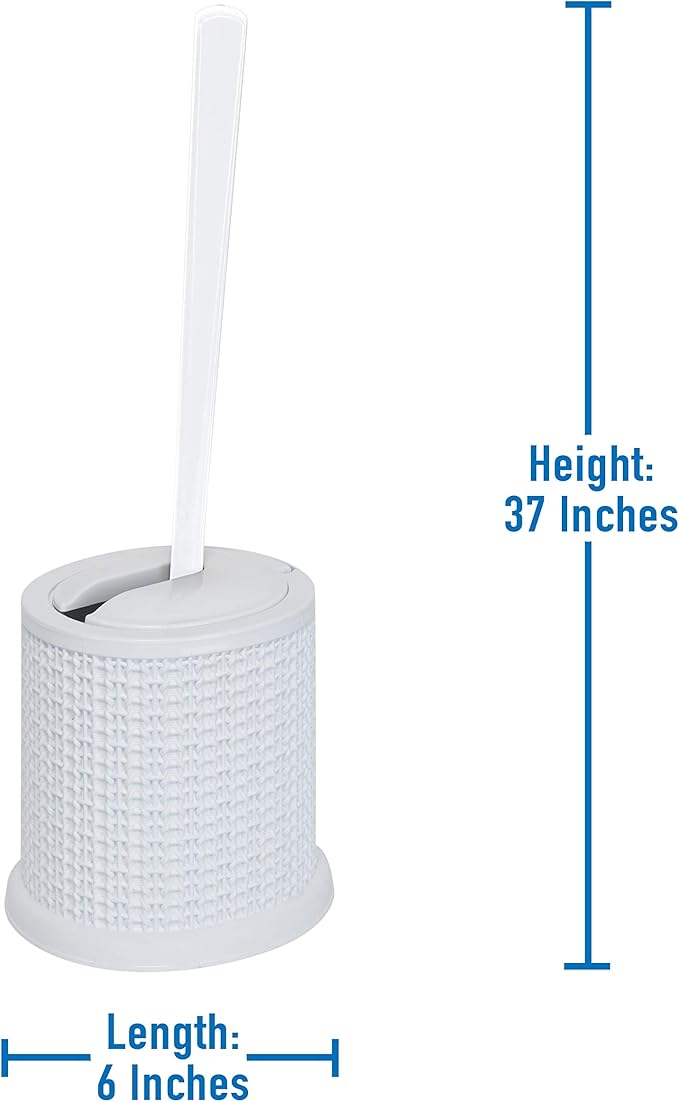 Bath Bliss Self Closing Lid Toilet Brush with Rim Scrubber | Dimensions: 5. 9" x 5. 3" x 15. 4" | Self Closing | 360 Degree Bristle | Bathroom Cleaning | Separate Rim Scrubber | White