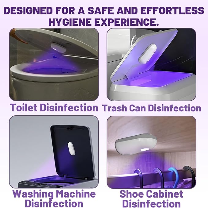 Self Cleaning UV Toilet Sanitizer Light, Light for Toilet, Motion-Activated, Smart Toilets Seat Odor, Easy Tool-Free Installation for Elderly & Pet, 2 Free Hygiene Toilets Seat Lifters (2PCS)