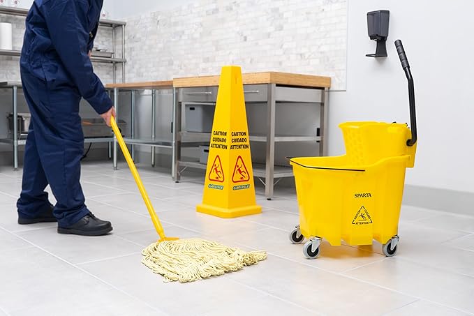 SPARTA 7690404 Omnifit Plastic Mop Bucket For Cleaning, 35 Quarts, Yellow