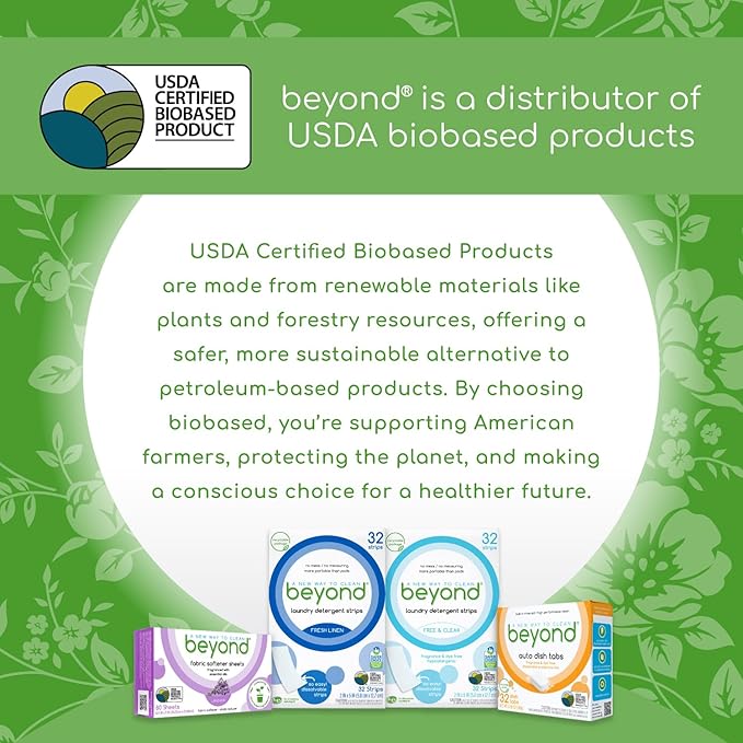 Beyond Natural Dishwasher Tablets [8 Boxs of 32] - Fragrance & Dye Free - Certified Biobased. Powerful. Plant-Based Ingredients