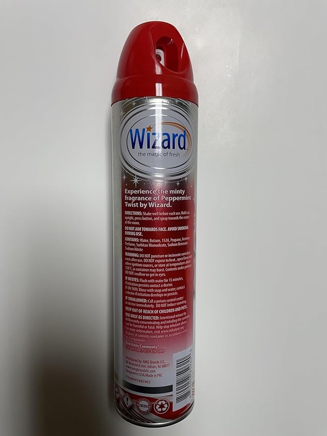 Wizard The Magic of Fresh | Odor Neutralizer & Air Freshener - 10 Oz. Peppermint twist (Pack of 4) (Packaging May Vary)