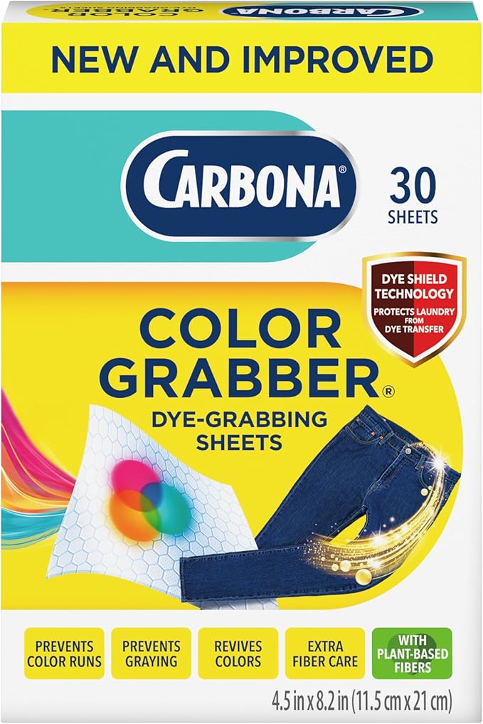 Carbona Color Grabber, Prevents Color Runs & Dye Transfer in Mixed Loads, Helps Prevent Graying, Revives Colors, Plant-Based Fibers