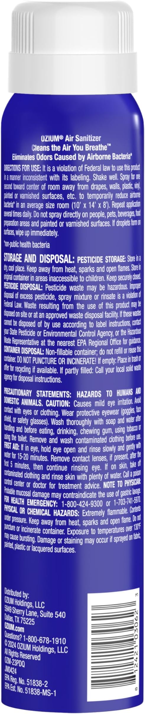 Ozium 3.5 Oz. Air Sanitizer & Odor Eliminator for Homes, Cars, Offices and More, Vanilla Scent, 4 Pack