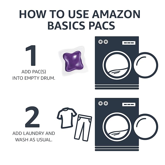 Amazon Basics Laundry Detergent Pacs, Lavender Scent, HE Compatible, 120 Count (Pack of 2)