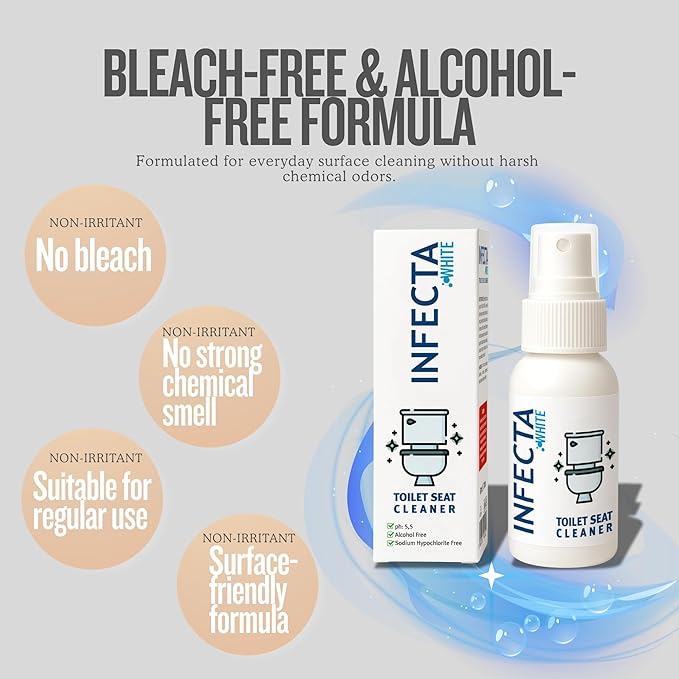INFECTA WHITE – Toilet Spray, Travel Size Multipurpose Cleaning Spray (50 ml), All Purpose Cleaner for Toilet Seats, Bathtub, Fresh Scent, Bathroom Essentials & Mini Travel Toiletries (Pack of 3)
