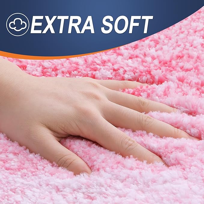 OLANLY Bathroom Runner Rugs Mat 70x24, Extra Soft Absorbent Microfiber Bath Rugs, Rubber Backing, Quick Dry, Washable Long Bath Mats for Bathroom Floor, Tub and Shower, Home Decor Accessories, Pink