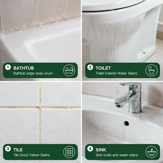 2Pcs Oxalic Acid Cleaner, Powerful Stain Removal Spray for Bathroom, Multipurpose Stain Remover Spray for Bathtub, Porcelain, Tiles