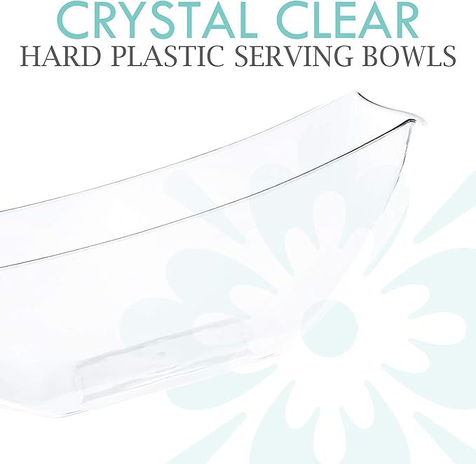 PLASTICPRO Disposable 32 ounce Square Serving Bowls, Party Snack or Salad Bowl, Medium, Plastic Crystal Clear Pack of 4