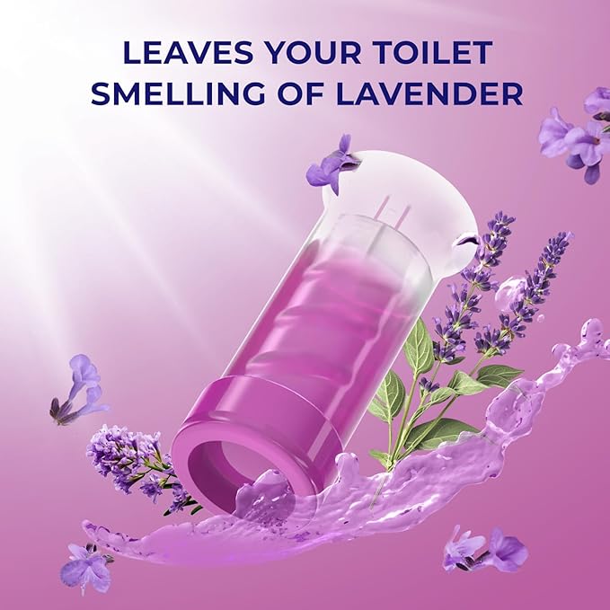 Toilet Gel Stamp, 5 Pack (Total 40 Stamps, Up to 1-Year Supply) Toilet Bowl Freshener, Long Lasting Toilet Cleaners Gel for Bathroom Odor Control (Lavender)