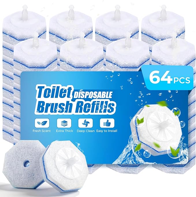 64 Count Toilet Wand Refills for Clorox Toilet Wand,5X Cleaning Power, Extra Thick, Fresh Fragrance,Compatible with Most Toilet Brushes