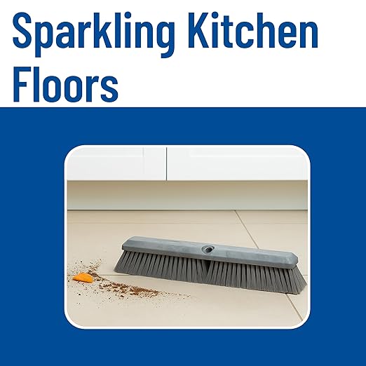 SPARTA Omni Sweep – 18" Heavy Duty Broom Head for Outdoor and Indoor Use, Nonabsorbent Block, Multi-Surface Deck Brush for Garage, Patio, Kitchen, and Concrete, Gray, Pack of 12
