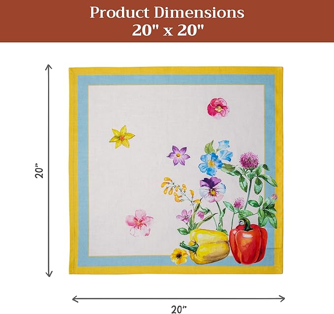 Maison d' Hermine 100% Cotton Cloth Napkins Set of 4 Everyday Reusable Square Napkins Cloth Washable Dinner Party Wedding Restaurant Hotel Kitchen Spring Summer (Giverny, 20" x 20")