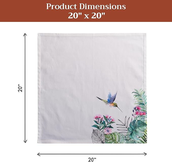 Maison d' Hermine 100% Cotton Cloth Napkins Set of 4 Everyday Reusable Square Napkins Cloth Washable Dinner Party Wedding Restaurant Hotel Kitchen Spring Summer (Tropiques, 20" x 20")