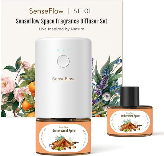 Plug-in Air Freshener for Home, Waterless Essential Oil Diffuser for Bedroom and Bathroom, Non-Toxic Formula for Pets and Nursery, 120 Days Runtime, Refillable Amberwood Spice(Burnt Sienna)