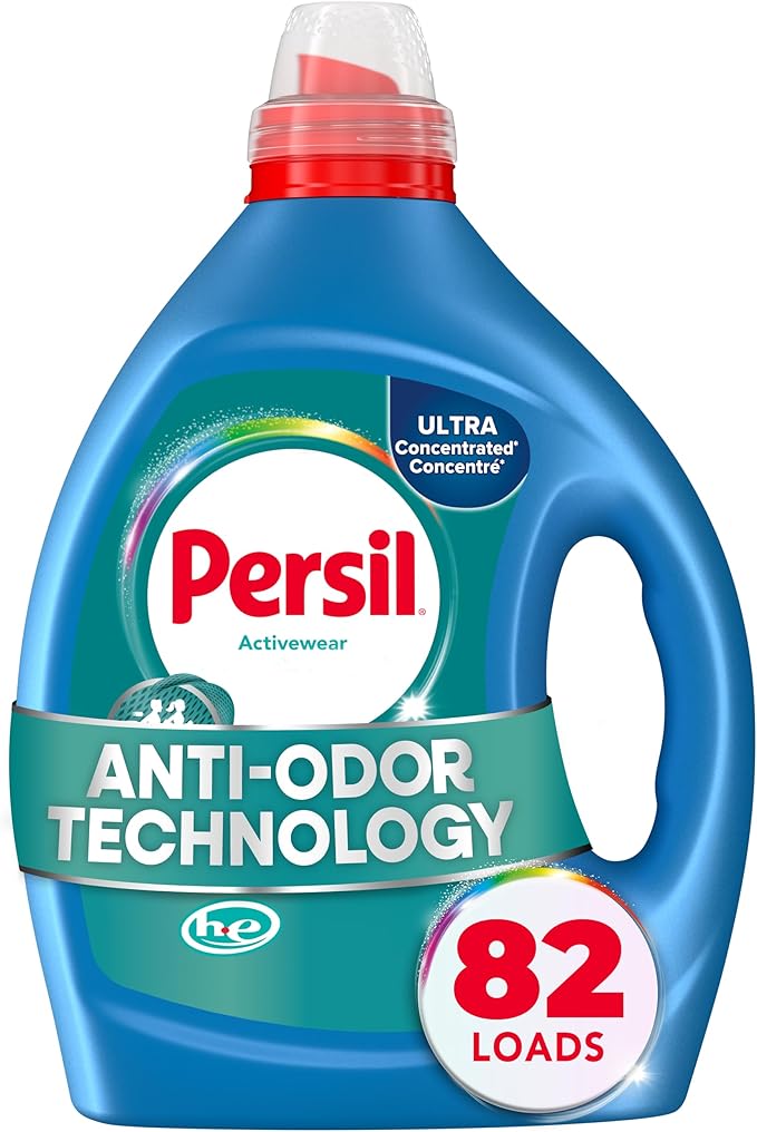 Persil Activewear Clean Laundry Detergent Liquid, 82.5 Fl Oz, 82 Loads, Ultra Concentrated Laundry Soap, Helps Fight Stains & Odor, HE Safe